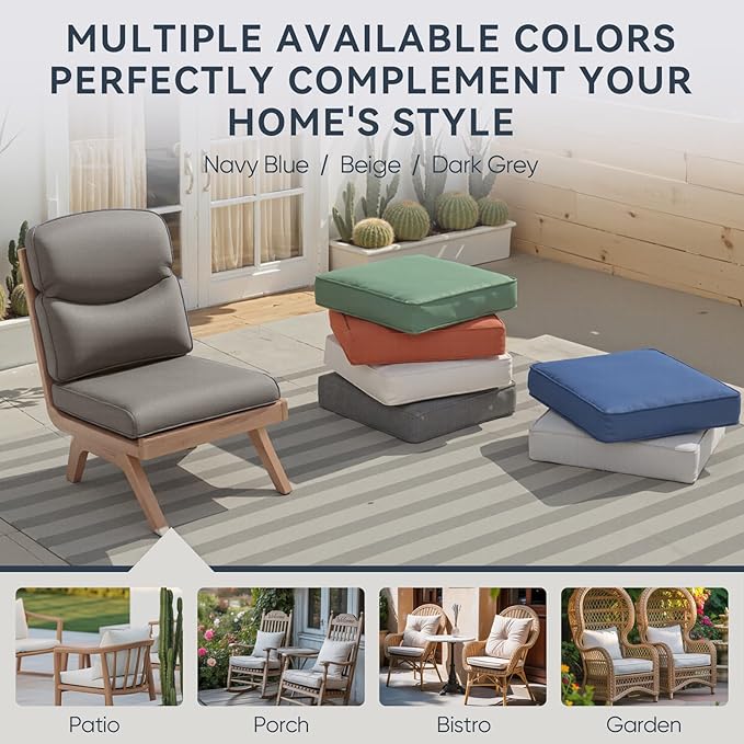 Patio Chair Cushions 5 Packs - Outside 22x24 High Back Water-Resistant Cushion with Zipper Cover for Outdoor Glider Rocking Chairs Loveseat 3-seat Couch Sofa – Grey/Crescent