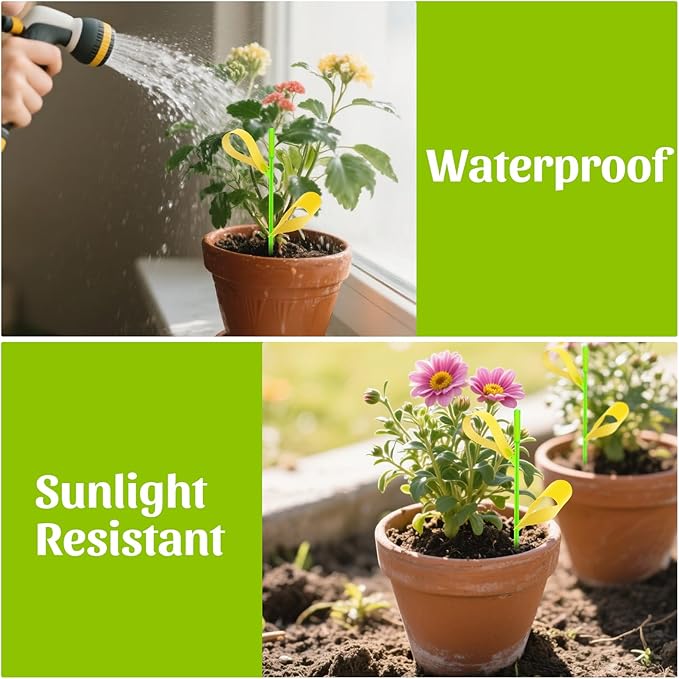 Gnat Sticky Traps for Plants, 100PCS Yellow Sticky Traps for Plant Gnats Indoor and Outdoor White-Flies Mosquitoes Killer, 15PCS Stakes Holder Included