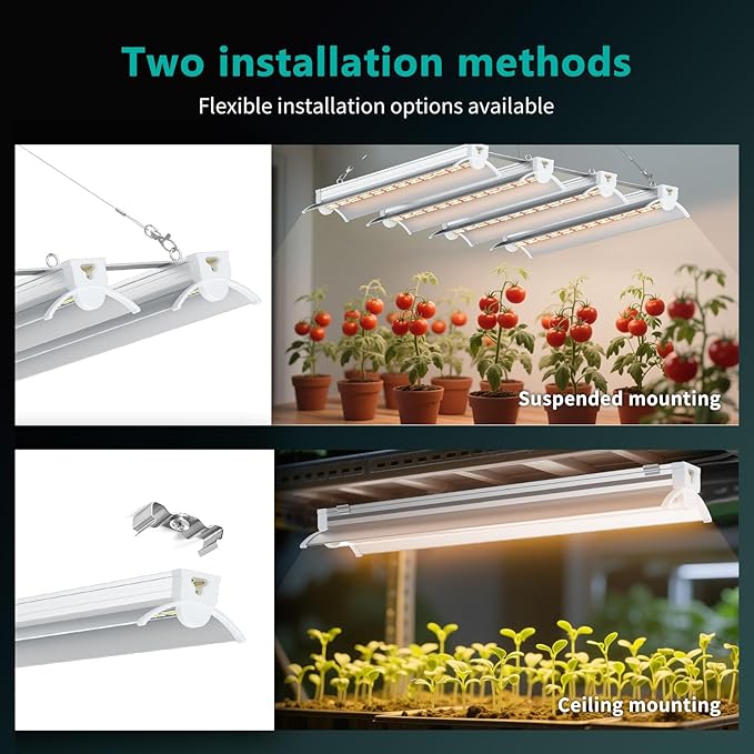 JESLED T8 1.4FT/16inch 160W Full Spectrum Plant Growing Lights with Timing Function, Plug in Suspended Fixture for Greenhouse Cultivation, 2x2/3x3ft Grow Tent Room, Laboratory Plant Cultivation