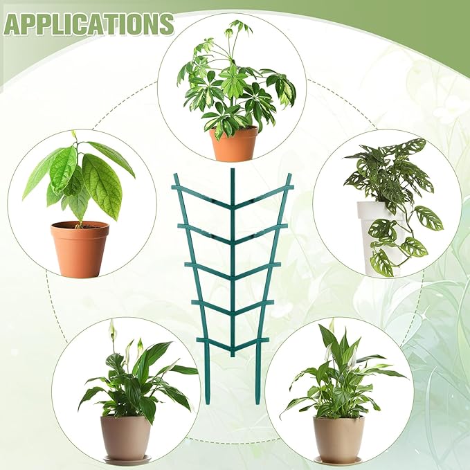 50 Pack Plant Trellis for Pots Garden Trellis for Potted Plants Flower Pots Support Stackable Plastic Mini Trellis for Climbing Plants Peas(Straight Line)