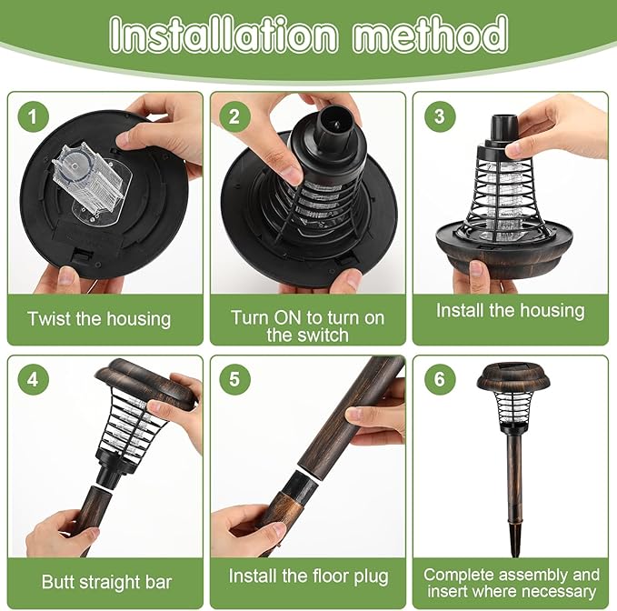 Qualirey 4 Pcs Solar Bug Zapper Waterproof Outdoor Mosquito Zapper Killer and Lighting Repellent Lamp for Indoor Outdoor Use Garden Patio, Purple and White Light(Plastic,Bronze)