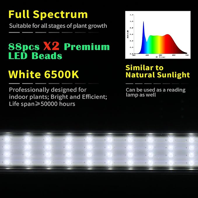 JCBritw Standing LED Grow Light，Adjustable Dual Head T12 Bar Plant Light, White 6500K Full Spectrum Plant Grow Lamp on Stand for Indoor Plants Seed Starting, Seedlings, Veg, Flower