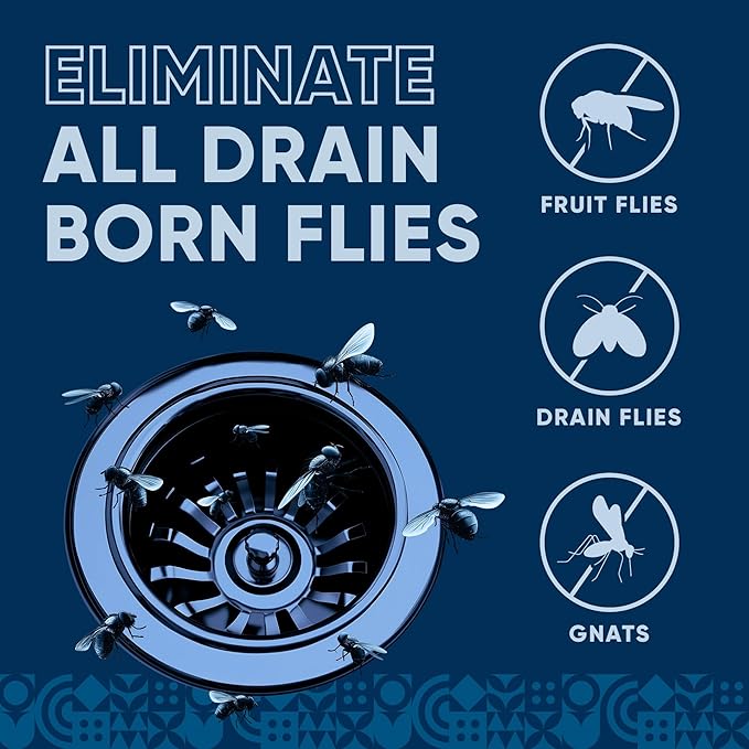 Fruit Fly Drain Treatment | Drain Fly Eliminator | Eliminates Gnats, Sewer Flies and More - Works in All Drains - 128 Fl Oz w Fly Finder