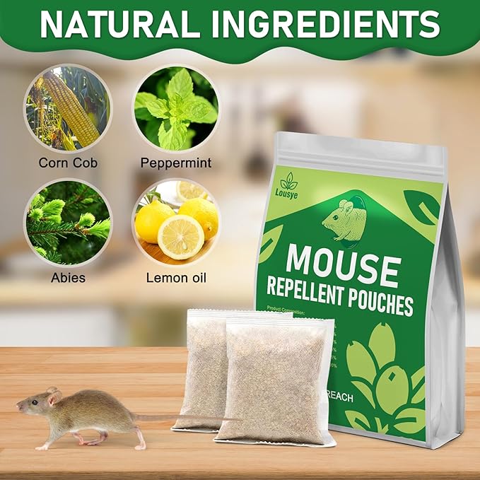30 Pack Mouse Repellent Pouches,Rodent Repellent for Car Engines,Mouse deterrents That Works,Peppermint Oil to Repel Mice and Rat
