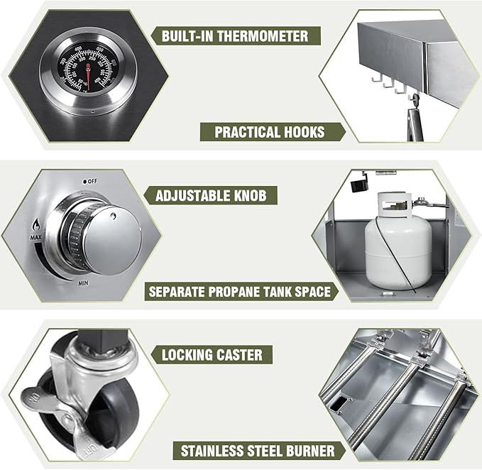 BESTFIRE 68,000 BTU 5+1 Burner Propane Grill - Stainless Steel BBQ with 647 sq in UPGRADED OIL-DRAIN Plates, Cast Iron Grates, Side Burner + FREE Food Clip for Outdoor Cooking