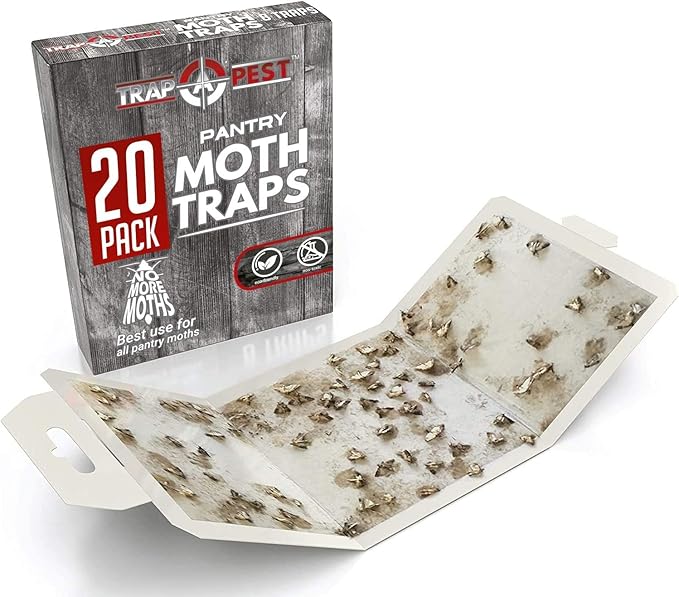 20 Pack Pantry Moth Traps - Safe and Effective for Food and Cupboard - Glue Traps with Pheromones for Pantry Moths - Trap a Pest