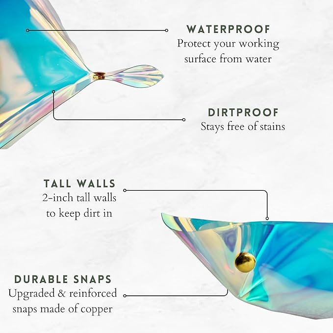 Plant Repotting Mat for Indoor Outdoor Gardening, Holographic Roll Out Potting Mat Tarp - Gifts for Plant Lovers Women (Blue)