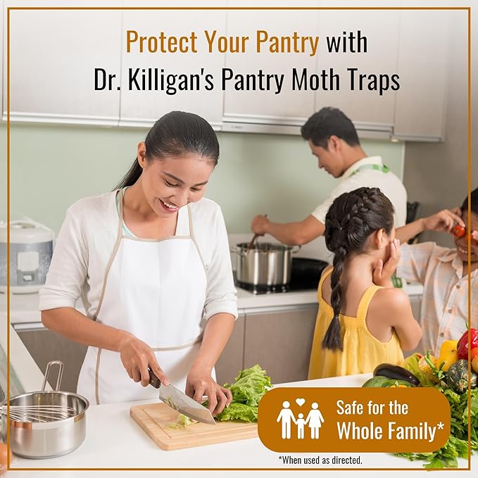 Dr. Killigan's Premium Double Potent Pantry Moth Traps with Pheromones Prime, Sticky Indian Meal Moth Traps for Kitchen, How to Get Rid of Moths in House, Organic Moth Pheromone Traps (20 Pack, Black)