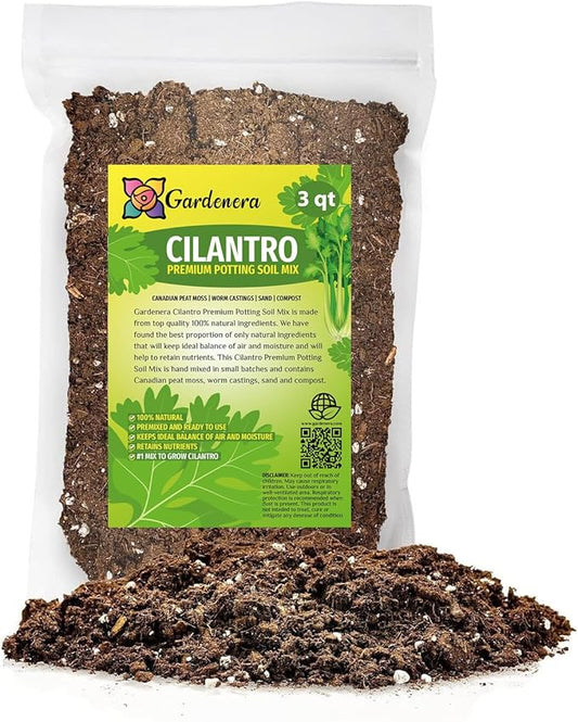 Cilantro Plant Potting Soil - Enhance Flavor and Health with Professional Grade Nutrient-Rich Mix - 3 Quart