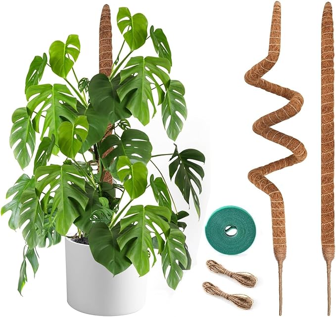 2 Pack Moss Pole, 48 Inch Bendable Moss Poles for Plants Monstera for Climbing Plants, Handmade Coco Coir Pole Plant Sticks Support Stakes for Indoor Plants to Grow Upwards