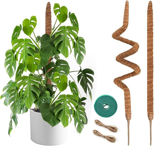2 Pack Moss Pole, 48 Inch Bendable Moss Poles for Plants Monstera for Climbing Plants, Handmade Coco Coir Pole Plant Sticks Support Stakes for Indoor Plants to Grow Upwards