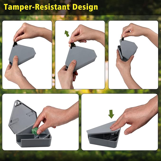 Anblak Mouse Station with Keys Grey 12 Pack, Key Required Mouse Stations, Mice Stations, Keeps Children and Pets Safe Indoor & Outdoor