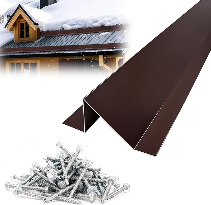 3.9 Ft Metal Roof Snow Guards with Screws Snow Stops for Metal Roofs Ice Guards for Aluminum Roofing Panels, Wood Canopy, 8 PCS - 31 Ft Kit Brown