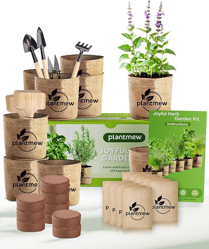 9 Herb Indoor Garden Kit - Unique Kitchen Gift for Women, Men, Mom, Friends - Complete Starter Set with Pots, Soil & Tools - Perfect for Windowsill, Countertop, Home Gardening