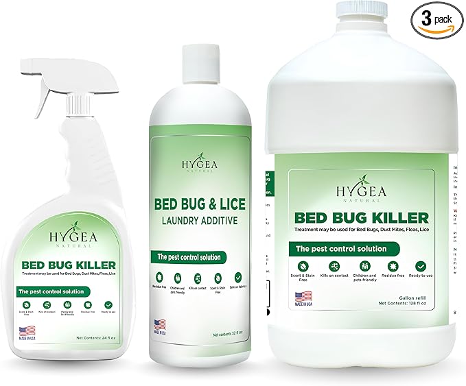 Combo Pack, Natural Formula, Child & Pet Friendly, Odorless, Includes Bed Bug Spray 24 Ounce, Refill 128 Ounce & Laundry Additive 32 Ounce