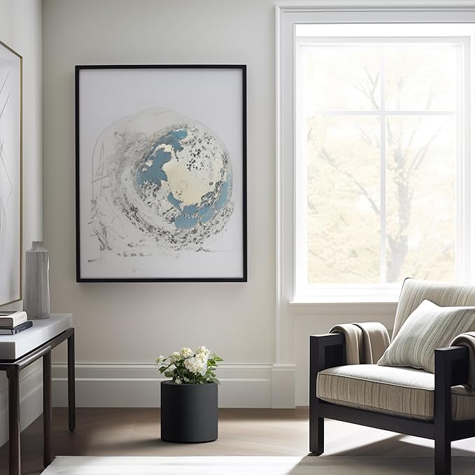 Kante 9.8" Dia Round Concrete Planter, Modern Style Large Cylindrical Plant Pot with Drainage Hole and Rubber Plug for Indoor Outdoor Patio, Burnished Black