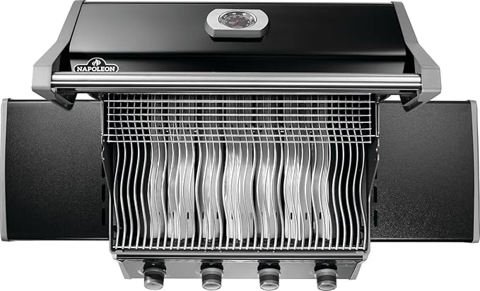 Napoleon Rogue 525 Natural Gas Grill, Black, Stainless Steel Grids, Durable 4-Burner BBQ