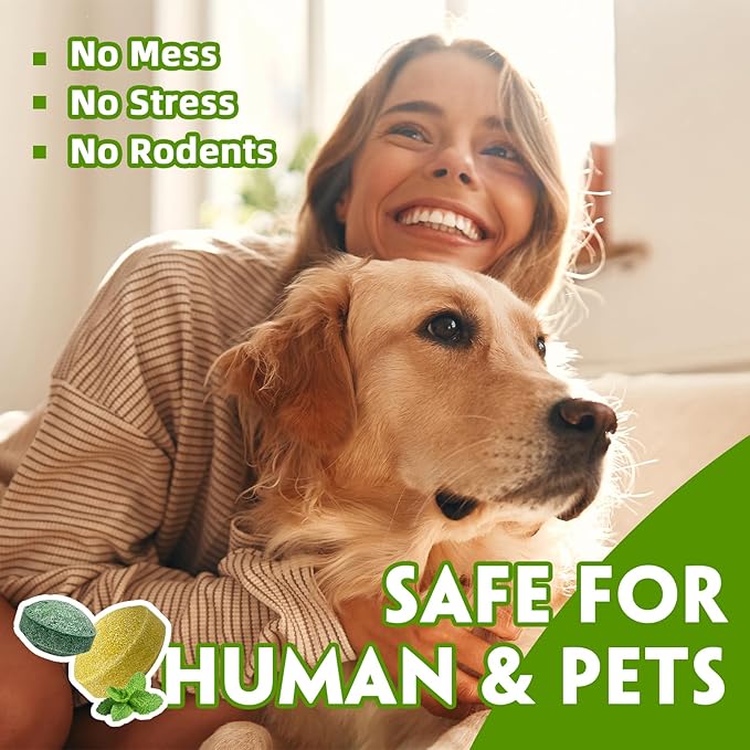 Mouse Repellent Outdoor, 60 Pack Peppermint Oil Mouse and Squirrel Deterrent for Indoor Attic Garage, Safe for Pets & Family, Natural Repellent to Keep Rodents Away from Garden and Home