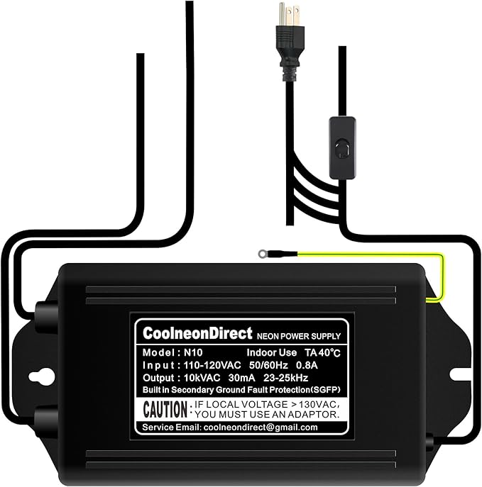 Lichtenberg Machine 10kV 30mA Neon Sign Transformer Fractal Wood Burning Machine Burner Device Neon Power Supply for Real Glass Neon Not Led High Voltage 10000V