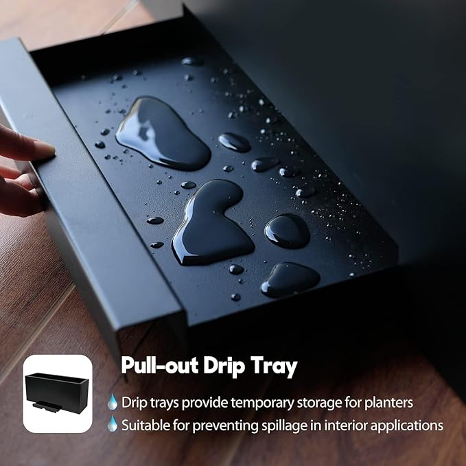 Worth Garden Metal Rectangular Planter Box - Black Powder Coated Steel Planter - 16" H. Tall Heavy Duty Modern Flower Plant Pot - Indoor & Outdoor, Commercial & Residential (16"x12"x36")