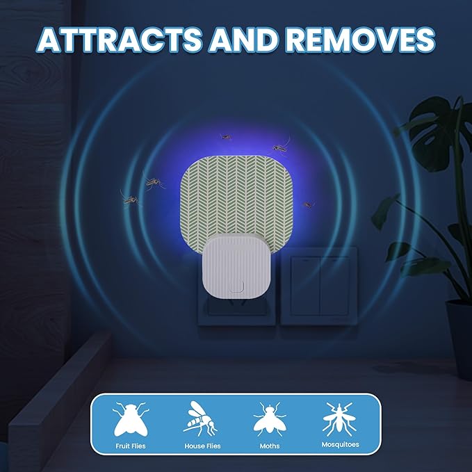 Fly Trap Indoor(1 Device + 3 Glue Cards), Mosquito Trap for Mosquito, Flies, Fruit Flies, Moths, Gnats, gnat Traps for House Indoor