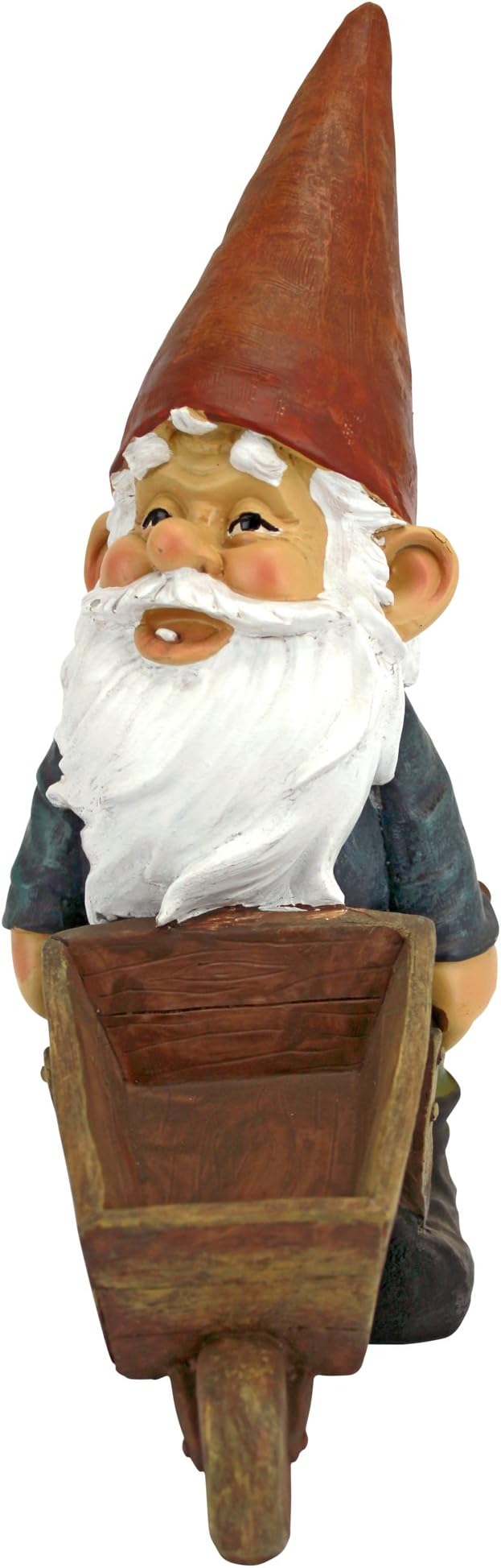 Design Toscano QM2433000 Wheelbarrow Willie Garden Gnome Statue Bird Feeder, 12 inch Multicolored