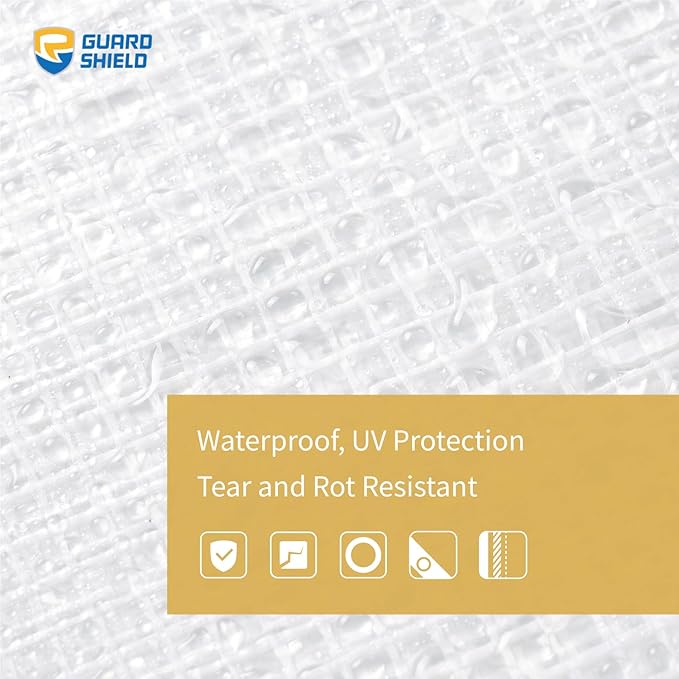 GUARD SHIELD Clear White Tarp Heavy Duty 12x16 Feet Waterproof for Greenhouse Outdoor Garden Poly Cover UV Resistant 3x3 Weave 10mil