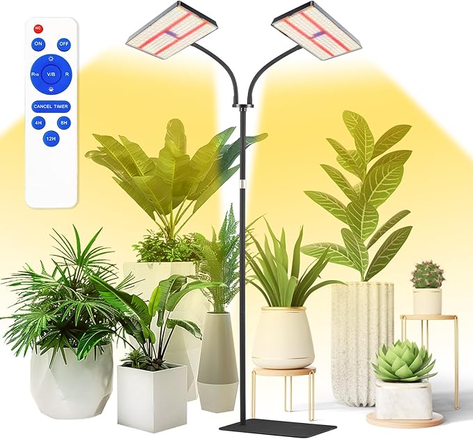 yadoker Grow Light for Indoor Plants,572 LEDs Full Spectrum Standing Plant Grow Light with 4/8/12H Timer,10-Level Brightness, 51" Adjustable,Flow Grow Lamp for Tall Large Indoor Plants