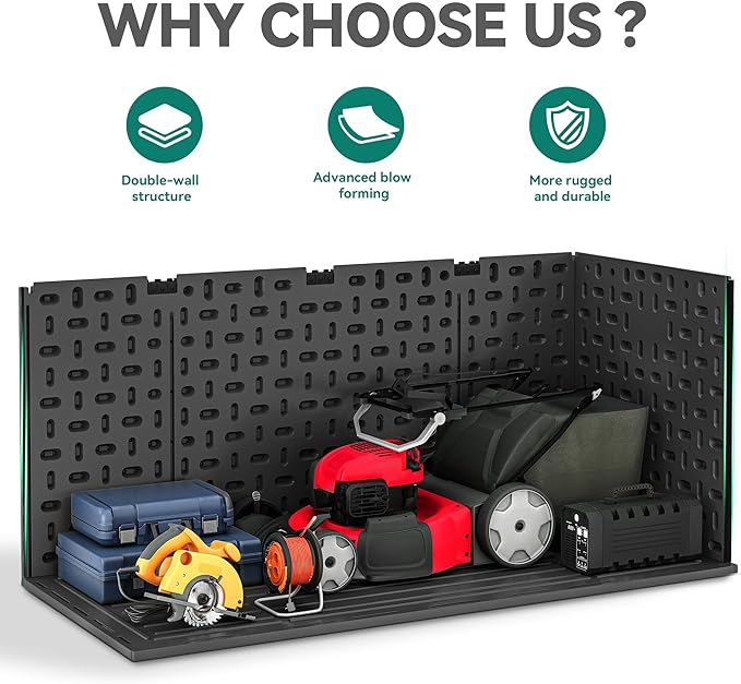 YITAHOME 260 Gallon Double-Wall Deck Box with Divider & Side Handles, Outdoor Large Storage for Patio Furniture Cushions, Garden Pool Accessories, Water Resistant & Lockable