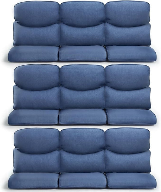 9-Piece Outdoor Patio Cushion Set - Fade & Water Resistant with Removable Olefin Cover, 22x24x4 Inch Memory Foam Cushions for Wicker Sectional Sofa – Blue/Crescent