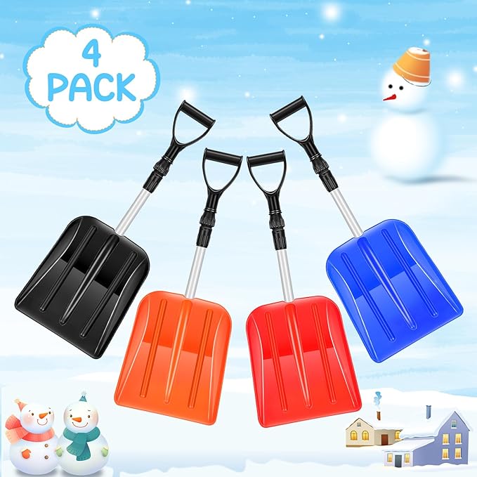 Lasnten 4 Pcs Kid's Snow Shovel Plastic Digging Lightweight Portable Beach Shovels for Kids Boys Girls Home Yard Garden Outdoor Activities Snow Removal(Colorful)