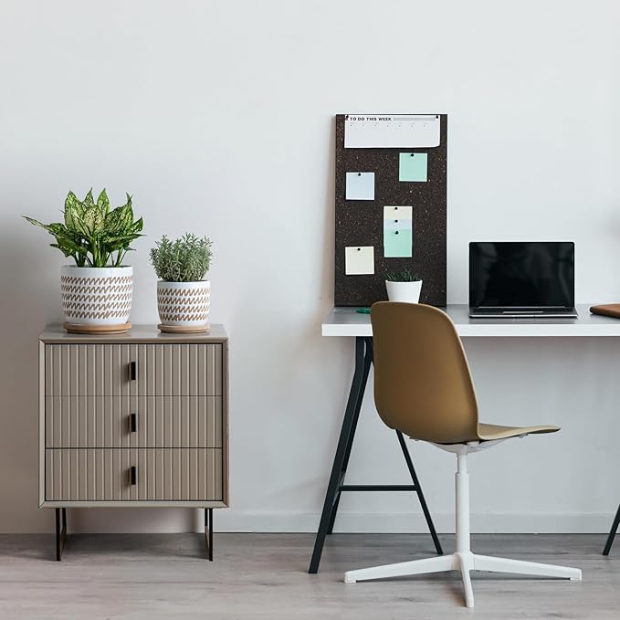 Ceramic Flower Pots Indoor-Outdoor: 5.75 Inch Planters with Drainage Holes & Saucer - Modern Decorative Plant Pots Ceramic for Home Gardeners (Wave)