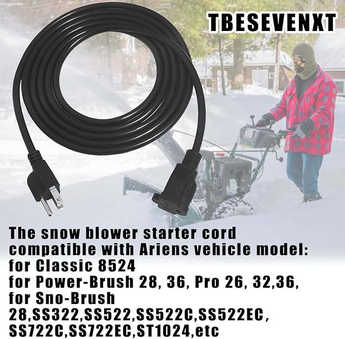 Snow Blower Electric Starter Cord 02483100 9.8ft Starter Power Cord Accessories Compatible with SS322, SS522, SS522C Models Compatible with 629-0071 929-0071 929-0071B 929-0071A 6219MA 32450