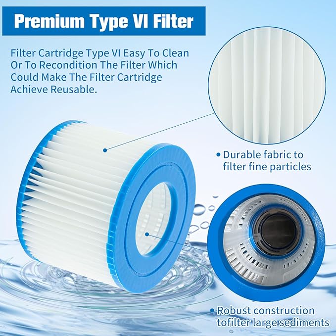 Type VI spa Filter and hot tub Filter Replacement Cartridge for Inflatable hot tub Filters,Filters Cartridge for Swimming Pool (16 Pcs)