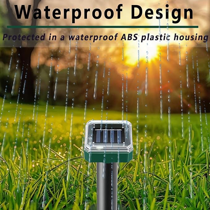 Solar-Powered Mole Repellent 10P Outdoor, Gopher Repellent for Lawn Garden Yard, Mole and Vole Repeller Waterproof, Effectively Repels Gophers Snake