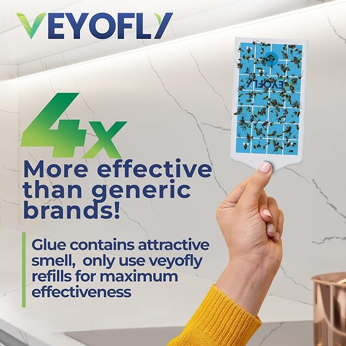 VEYOFLY Fruit Fly Traps for Indoors, Fly Trap Indoor, (4 Device + 12 Refills) Fly Catcher Indoor, Gnat Traps for House Indoor, Fly Trap, Plug in Light Flying Insect Trap, Bug Killer