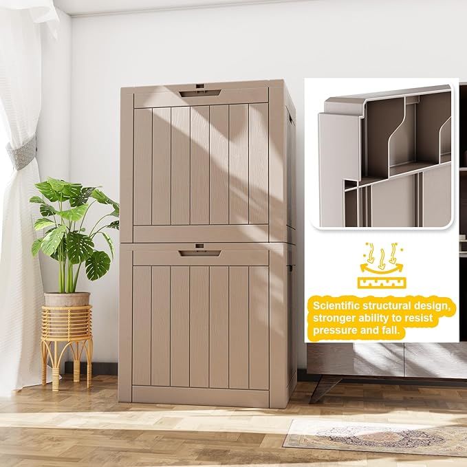 ROJIK Outdoor Storage Housing Deck Box - Waterproof Patio Furniture, Garden Tools, Cushions, Pool Accessories Storage Bench with Lockable Lid and Side Handles (Grey, 30 Gal)