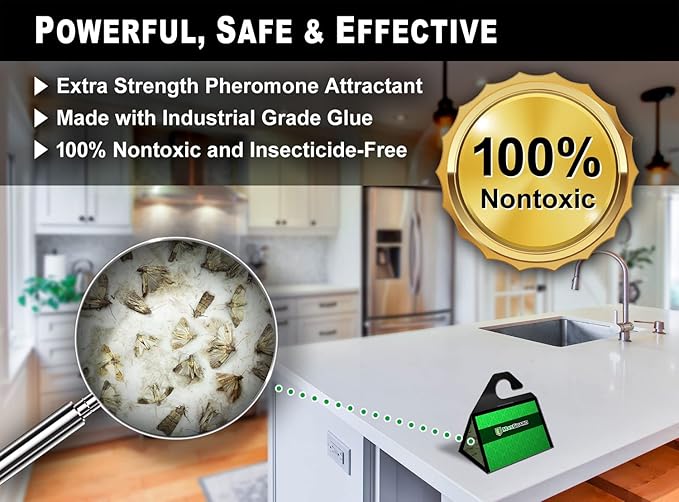 MaxGuard Birdseed Pantry Moth Traps (10 XL Pack) Extra Strength Pheromones | Non-Toxic Extra Large Sticky Glue Trap for Bird Seed Storage Areas | Attract, Trap and Kill Moths