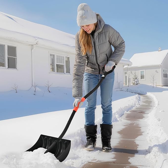 VEVOR Snow Shovel for Driveway, 17 in Wide Plastic Snow Shovel with D-Shaped Handles & Aluminum Blade, Large Capacity Snowplow Shovels, Lightweight Snows Removal Tool for Garden Car Camping