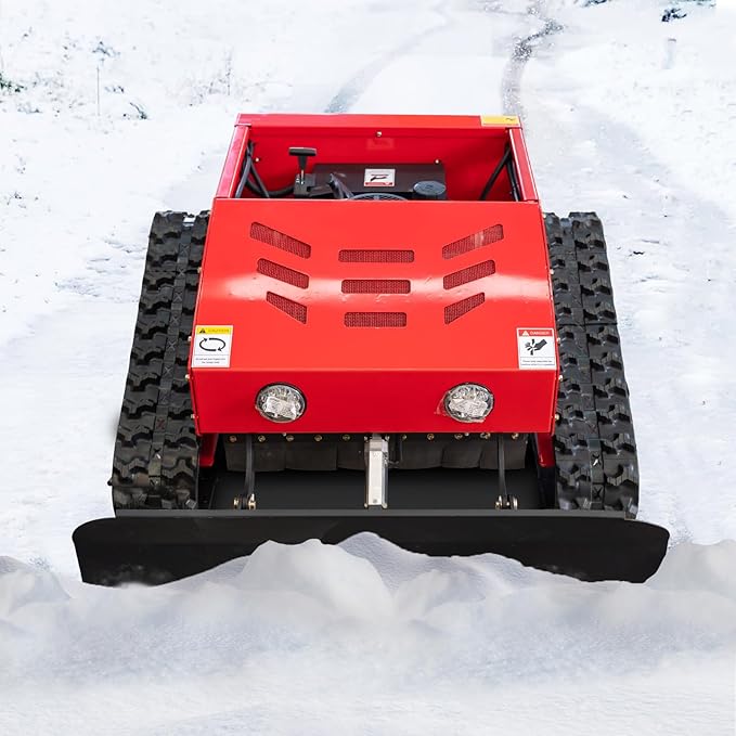 Lawn Mower, Remote Control Lawn Mower, Small Crawler Oil-Electric Hybrid Four-Wheel Drive Lawn Mowing and Weed Whacker, All Terrain Grass Cutter Yard Mower, 45° Climbing (SKD 224-55-SNOW)