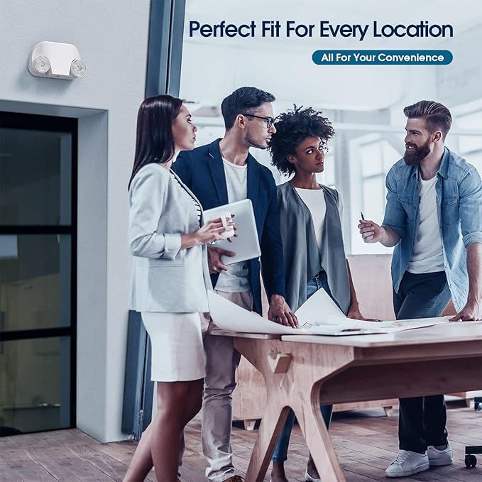 Led Emergency Light with Remote Capable, Adjustable LED Lamp Heads Exit Lighting, Backup Battery White Emergency Lights, 120V-277V Dual Voltage, UL Certified (1 Pack)