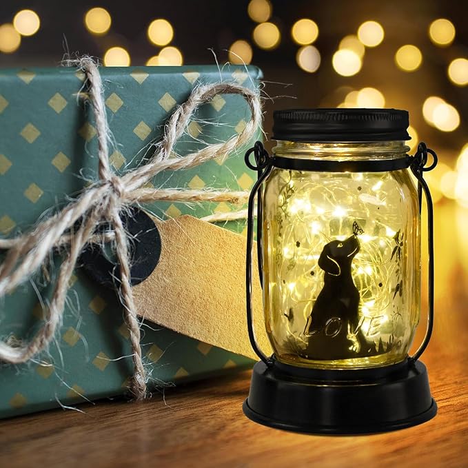 Dog Solar Lanterns Dog Lover Gifts for Women Men Dog Lovers Gifts Hanging Dog Lanterns with Stake for Yard Lawn Garden Decor Waterproof Dog Lights Torches