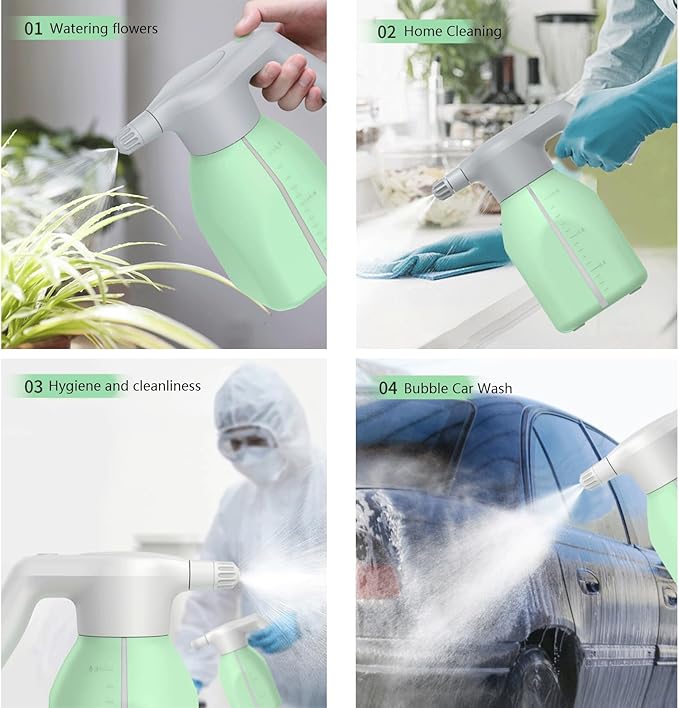 1.5L/2L Rechargeable Electric Spray Bottle | Automatic Indoor Plant Sprayer | Continuous 3-Hour Runtime | Perfect for Gardening & Home Use(Green,2L)