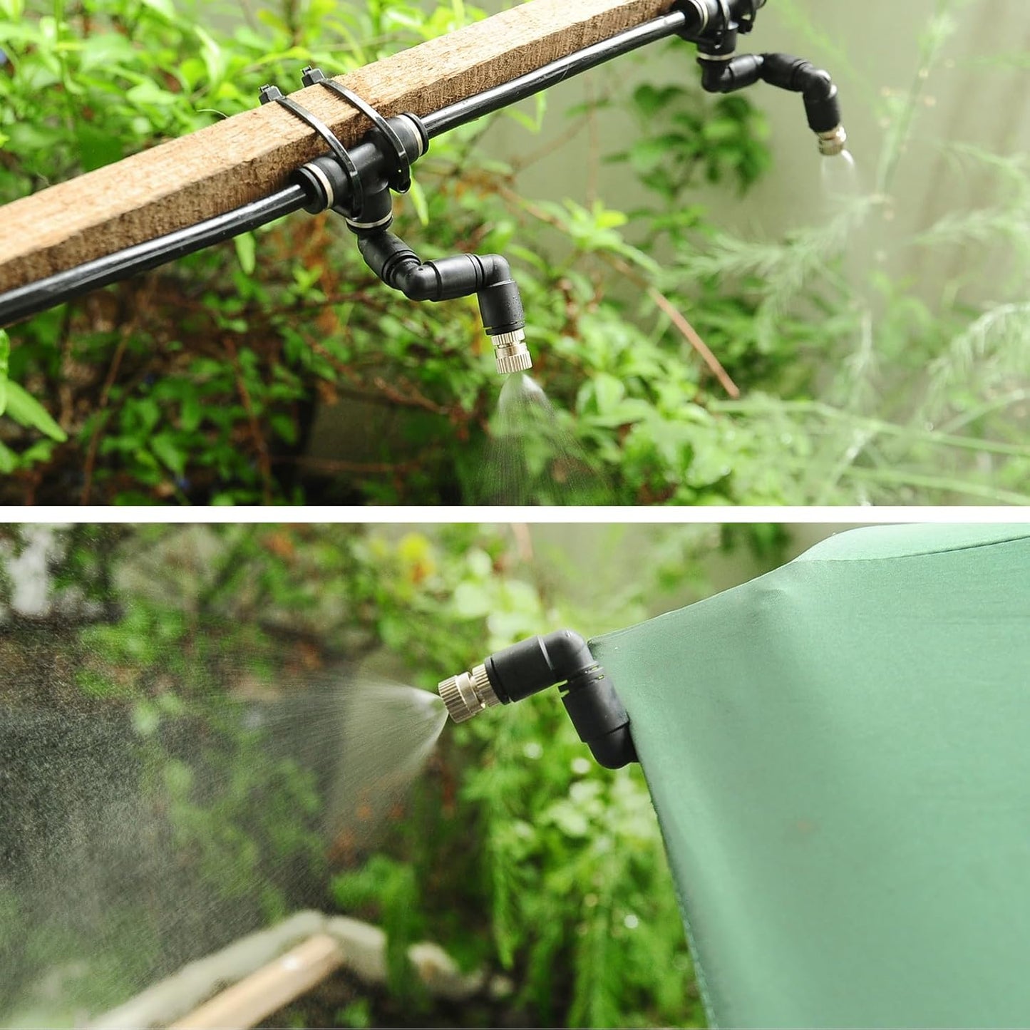 Outdoor Misting Cooling System,49FT (15M) Misting Line + 3/4” Threaded Adapter + 13 Adjustable 360° Nozzles, Garden, Greenhouse, Misters for Outside Patio