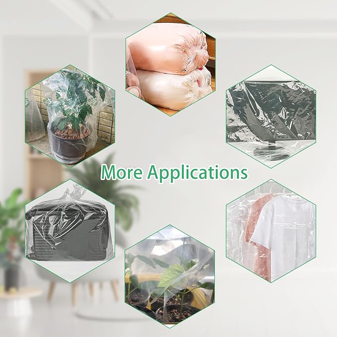 6 Pcs Winter Plant Cover Freeze Protection - 39.3" x 39.3" Plastic Plant Frost Bags with Drawstring, Transparent Waterproof Plant Shelter Coverings for Outdoors Garden Plants Shrubs Sapling Bushes