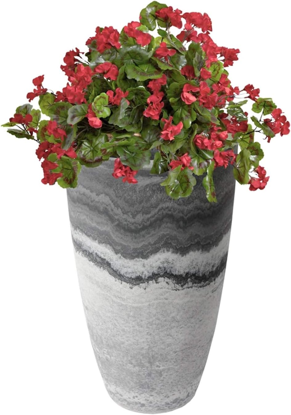 Algreen Products Acerra Composite Vase Planter with Drainage Hole, Decorative Texture, Removable Plug for Lawn and Garden, Marble