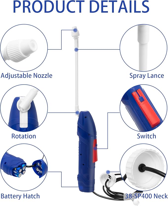 Battery Power Sprayer with Holster Multi-Purpose Foldable Sprayer Easily Attaching to Most Gallon Jugs for Gardening,Lawn and Disinfecting