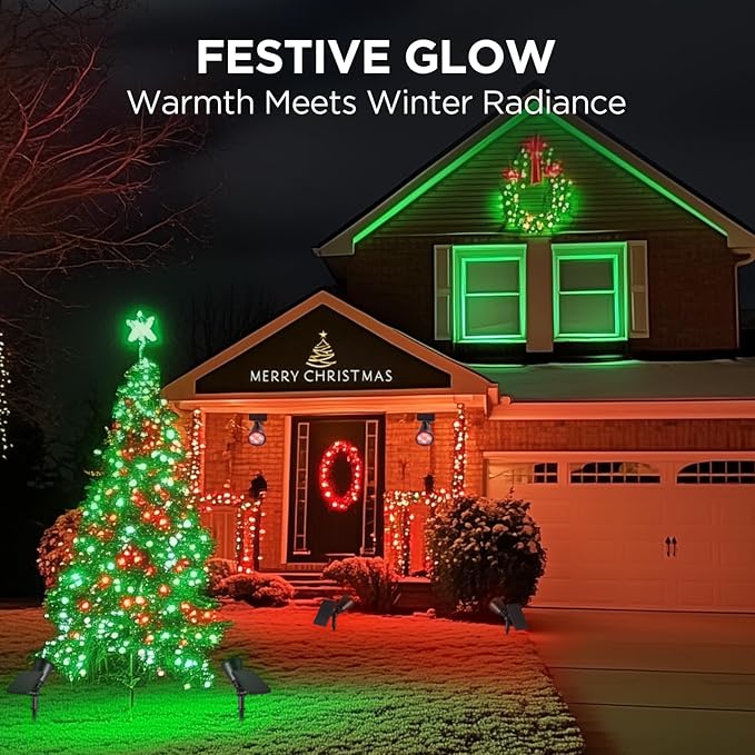 InnoGear Solar Lights Outdoor Waterproof Halloween Christmas Solar Garden Light for Outside Yard Landscape Lighting Pathway Spot Lights Spotlight Wall Light Auto On/Off, 2 Pack (Red and Green Light)