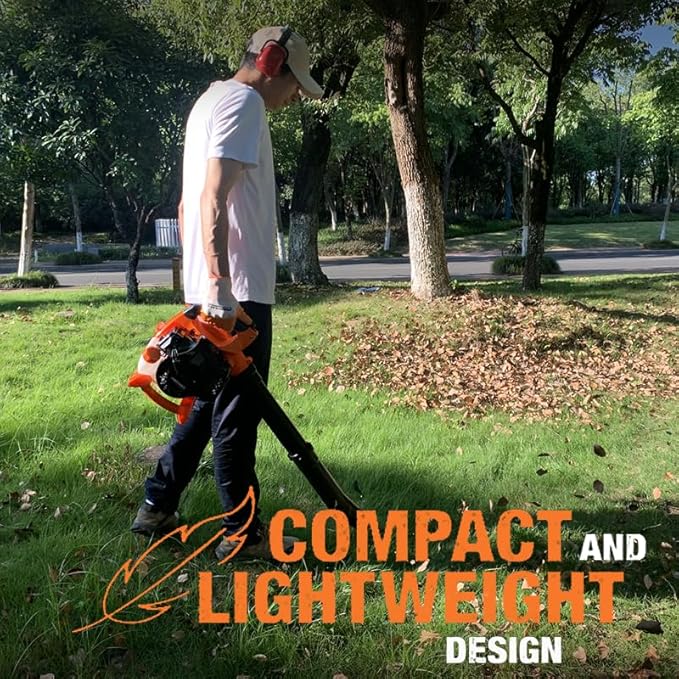 PROYAMA Gas Powered Leaf Blower, 3-in-1 26cc 2-Cycle Handheld Leaf Blower & Leaf Vacuum Mulcher, 412 CFM 200 MPH Cordless Blower with 10 Gallon Collection Bag for Lawn Yard Blowing Snow Dust Debris