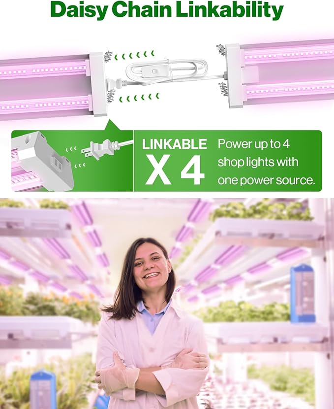 Sunco 4FT LED Grow Light for Indoor Plants 40W, Full Spectrum, Hanging Suspended Fixture, Linkable, Plug in, Greenhouse Year Round for Indoor Plants Seedlings Vegetables Flowers 2 Pack.